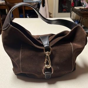 Dark brown gently used suede Dooney and Burke
